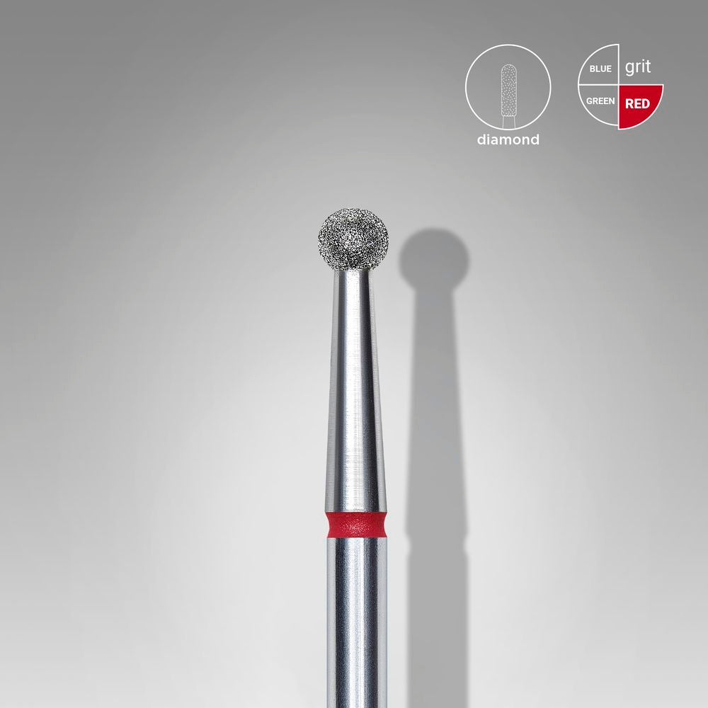 Diamond nail drill bit, “ball”, red, head diameter 2.7 mm FA01R027