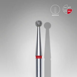Diamond nail drill bit, “ball”, red, head diameter 2.5 mm FA01R025